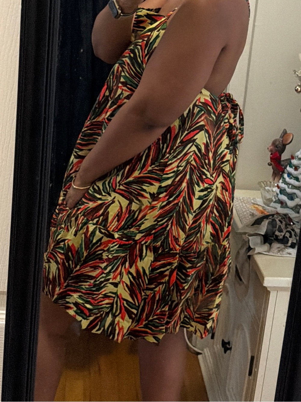 Banana Republic Tropical Print Mini Dress — Yellow, Black, Red